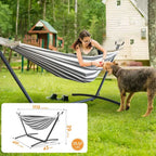 Hammock with Adjustable Stand- Stylish Storage Bag, 600lb Capacity