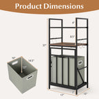 2-Tier Laundry Hamper w/ Tilt-out Basket, Laundry Sorter w/ 4 Hooks & Removable Bag