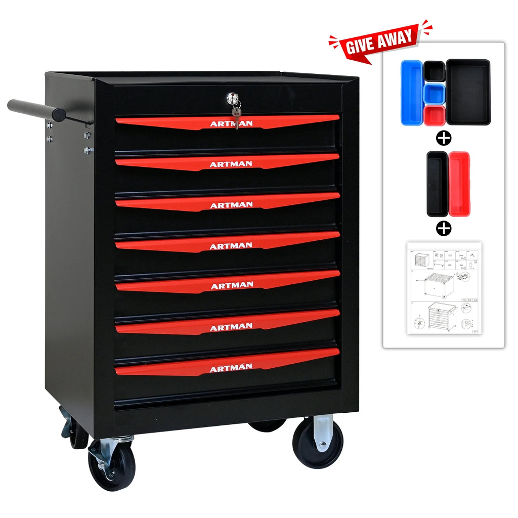 Rolling Metal Tool Chest with 7 Drawers