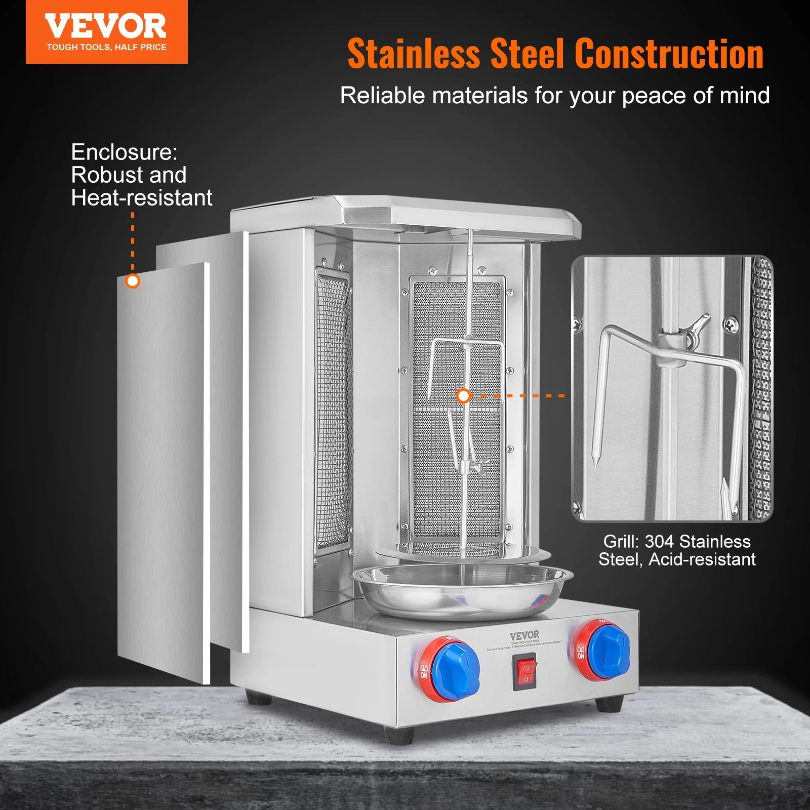 Shawarma Grill Machine13 lbs Chicken Shawarma Cooker Gas Vertical Broiler Gyro Rotisserie Oven Doner Kebab for Home