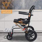 Lightweight Foldable Transport Wheelchair, 15.75-inch Transport Chair With Handbrake