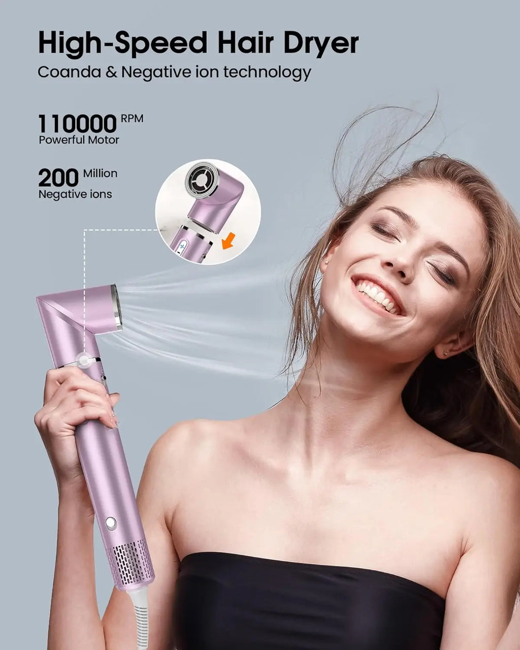 5 in 1 Hair Dryer Brush Set With High-Speed Negative Ionic Blow Dryer Detachable Air Curler