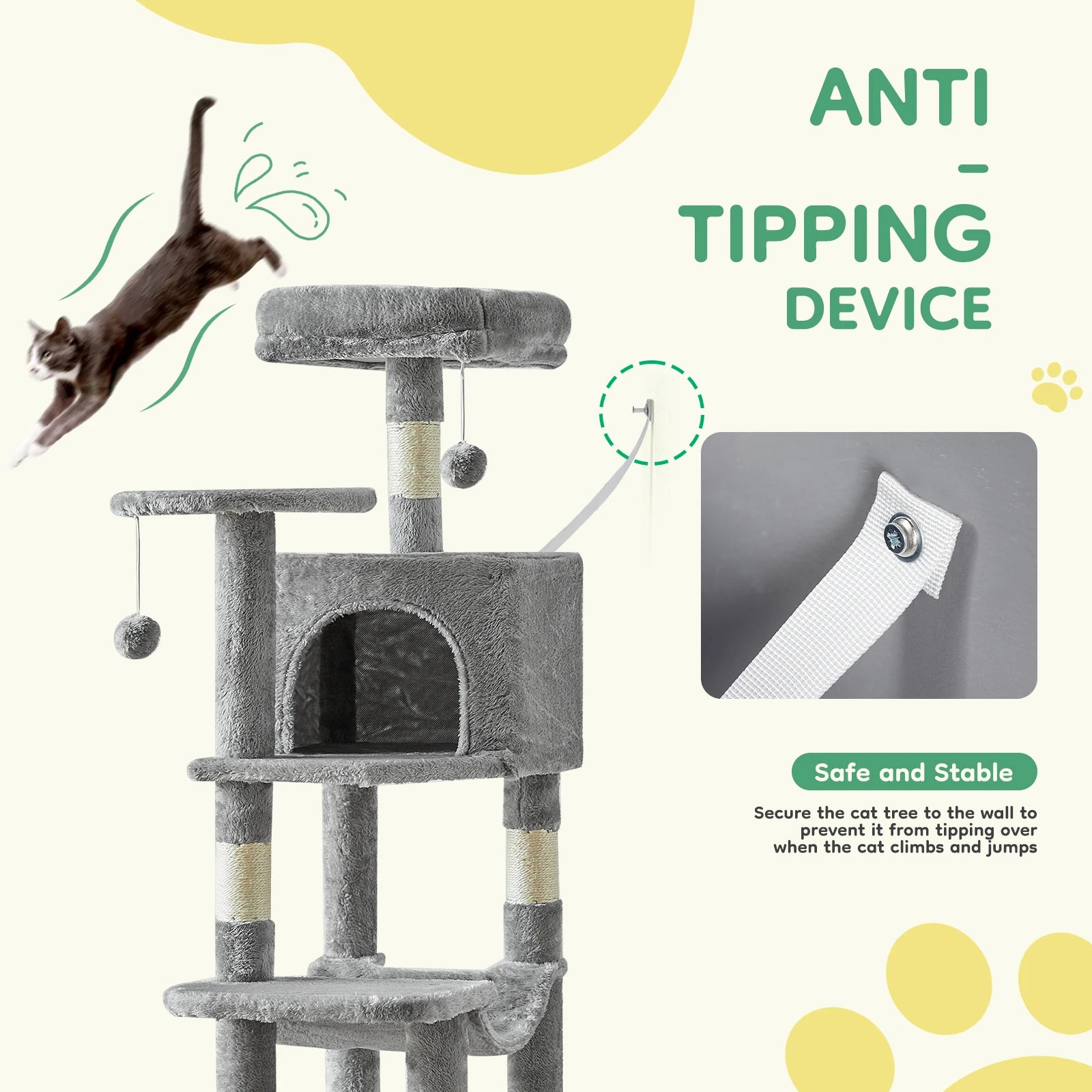 44In Tall Multi-Cat Climbing Tower for Indoor Cat
