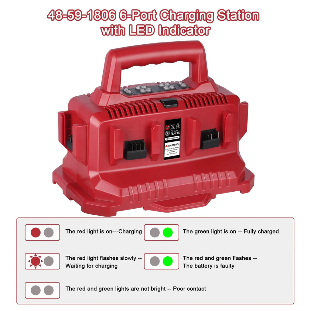 6 Port Charger for Milwaukee M18 Battery