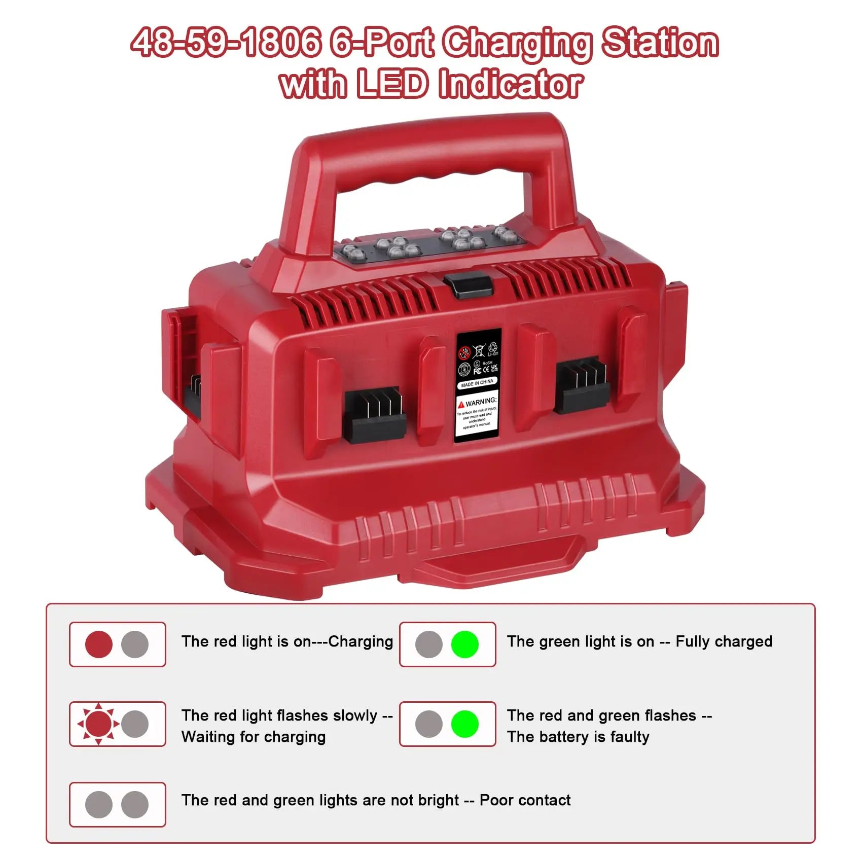6 Port Charger for Milwaukee M18 Battery