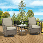 3-Piece Wicker Swivel Rocking Patio Set, 2 Chairs & Glass Table
