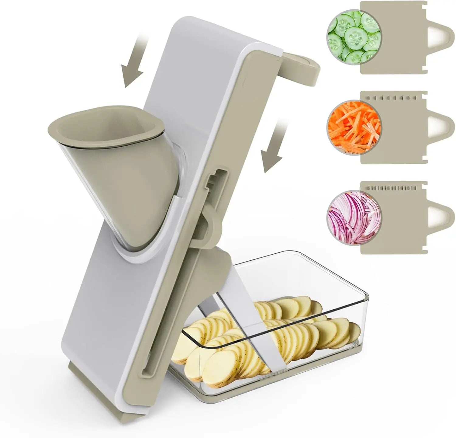Vegetable Fruit Mandoline Slicer Manual Cutter 4-in-1 Slicing Machine with Thickness Adjuster