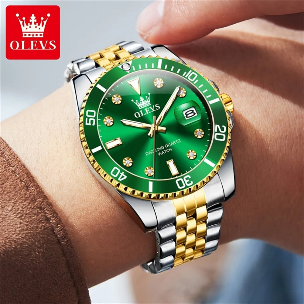 Men's Original Waterproof Automatic Date Rotation Ring Luxury Brand Diving Quartz