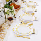 350-Piece Disposable Tableware Set For 50 Guests - Elegant Plastic Party Plates, Cups, Cutlery And Napkins, Heavy Duty, Great Fo