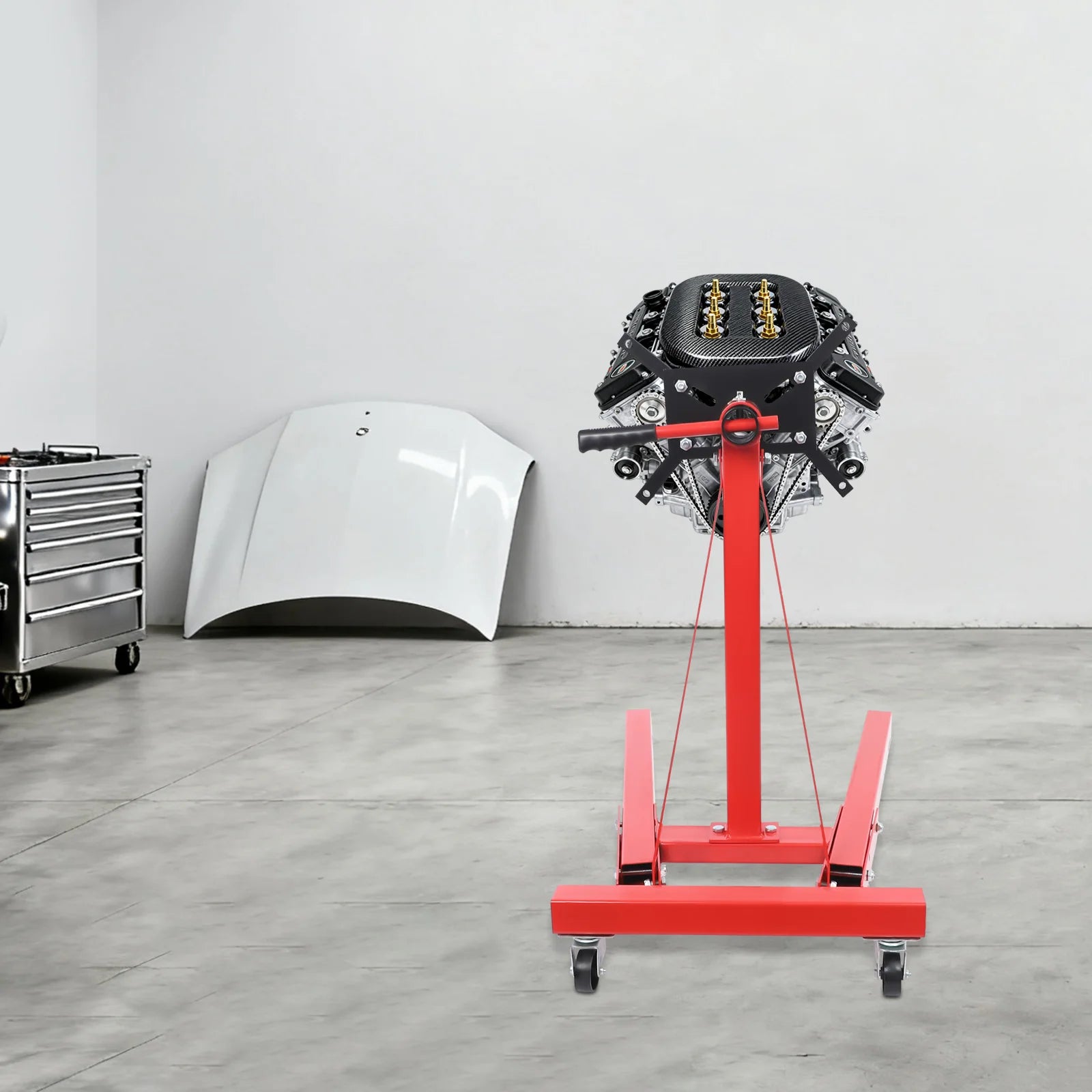 Engine Stand, Folding Rotating Engine Support, 2000lbs Torin Steel Stand, Adjustable Mounting Arm, 6 Swivel Wheels, Rustproof Epoxy Finish, For Car Truck Motor Engine Repair Rebuild, Workshop Garage Maintenance Tool