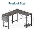 50 Inch Office Writing PC Wooden Table with CPU Storage Shelf & Side Bag for Home Office Bedroom Small Space