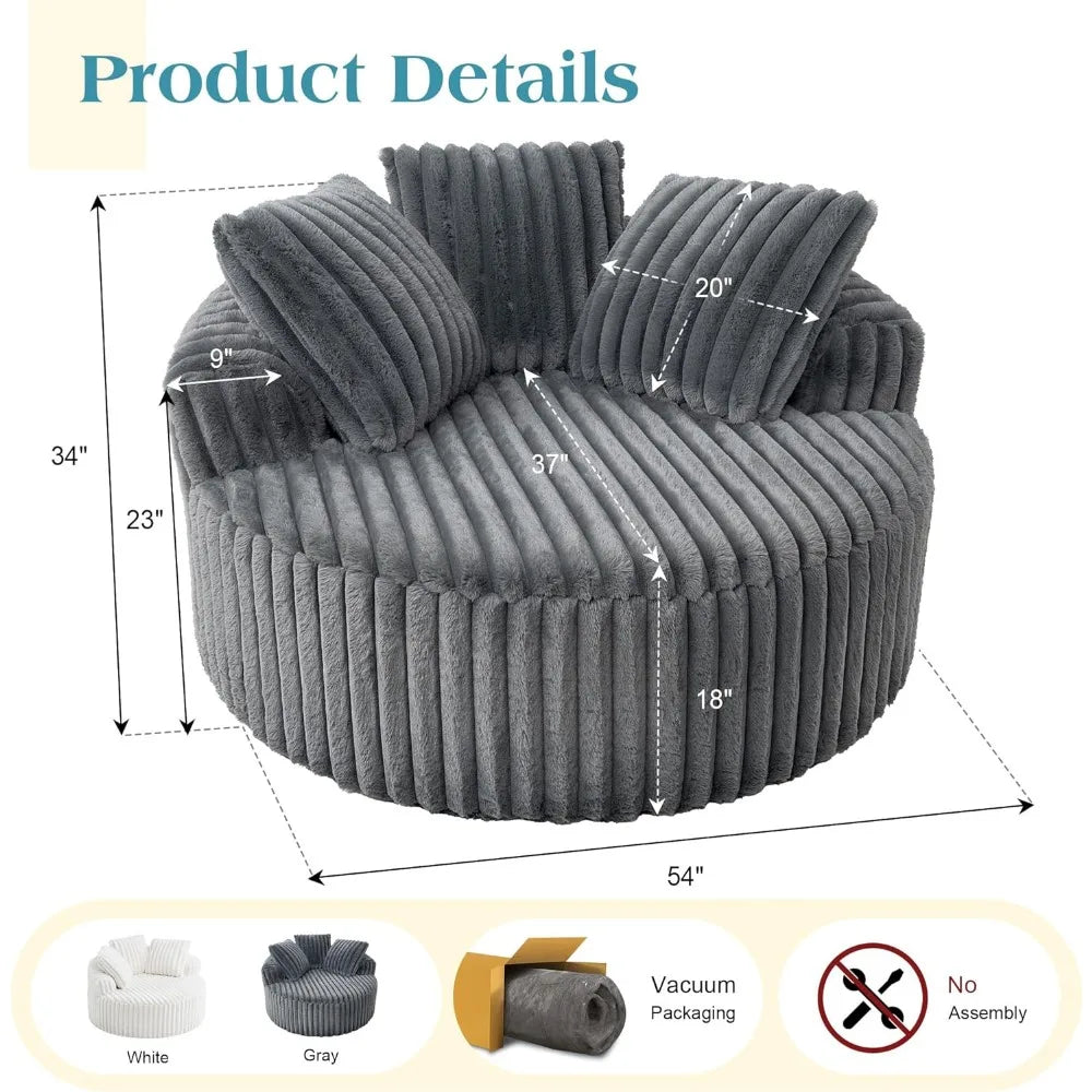 54 Oversized Round Chair Lounge Chaise Indoor