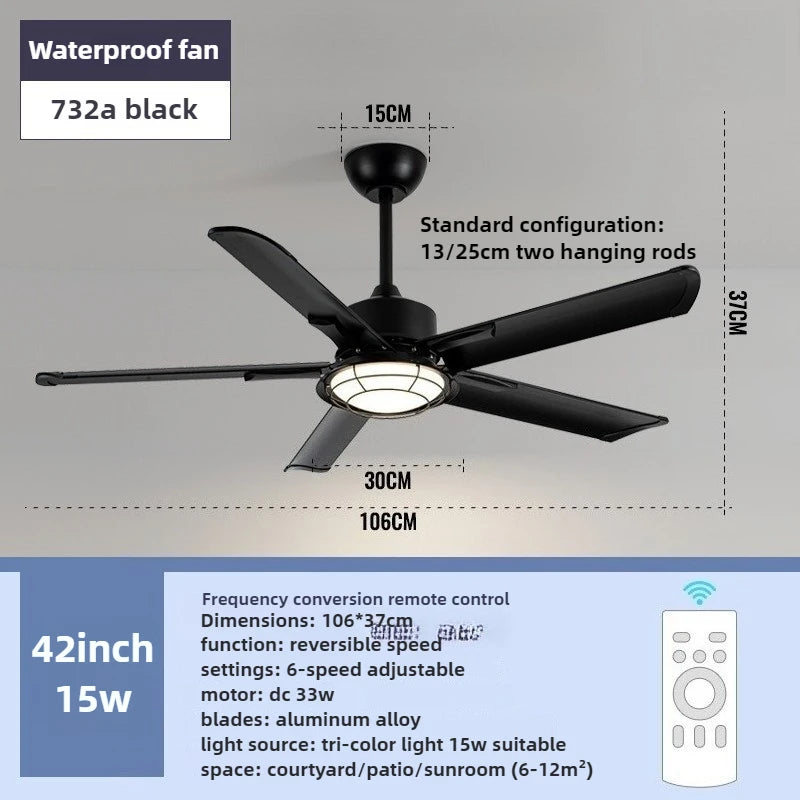 Waterproof Ceiling Fan with Light for Patio Outdoor & Porch