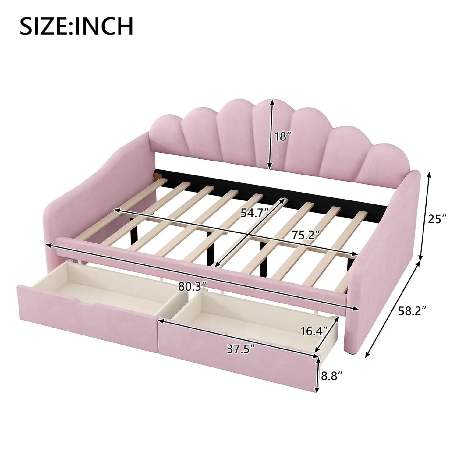 Full Size Upholstered Daybed with Storage Drawers