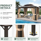 10x12ft Hardtop Gazebo with Double Roof, Curtains & Netting - All-Weather Aluminum Frame