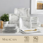 26-PIECE Nordic European Marble Gray Porcelain Tableware Set with 6PCS Bowl Dinner Plate Dessert Soup Plate