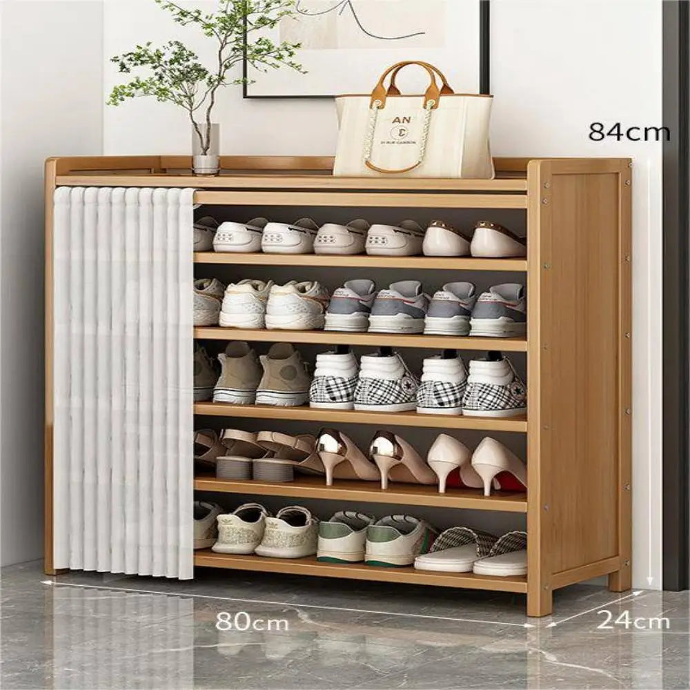 6-Tier Shoes Organizer with White Gauze Curtain