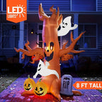 8 FT Halloween Inflatable Scary Tree with Ghost Decorations, Pumpkin and Tombstone, Blow Up Inflatables with Build-in LEDs for Halloween Party Indoor, Outdoor, Yard, Garden, Lawn Decorations
