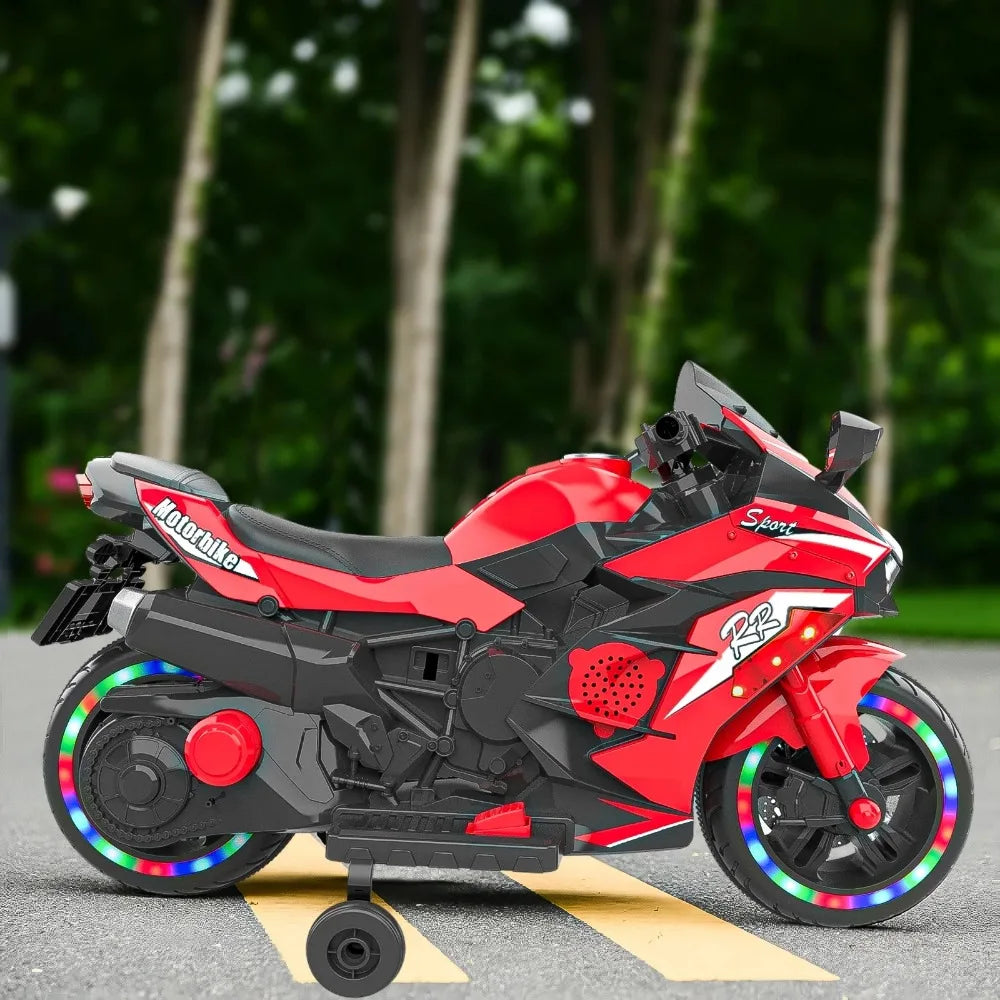 Kids Ride On Motorcycle,12V Electric Battery Powered Ride On Bike,2 Wheels Electric Motorcycle for Kids Ages 3-6 Years（Red）