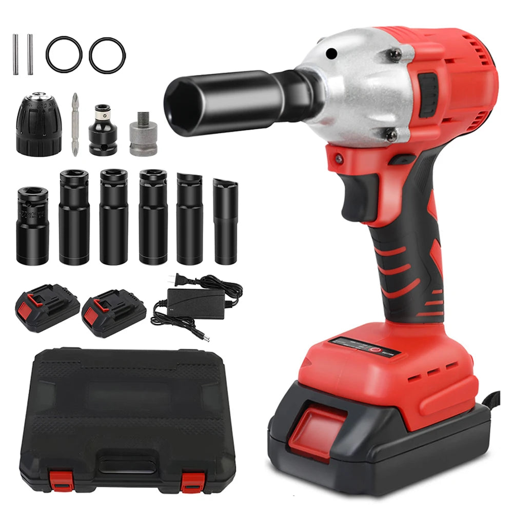 20V Cordless Electric Impact Wrench 1/2 Inch Power Tool Set with Brushless Drill Driver