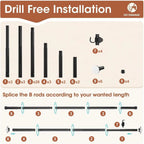 Adjustable Room Divider Curtain Rod, No Drilling Partition for Space Separation, 4-10ft Height, Portable Wall Dividers