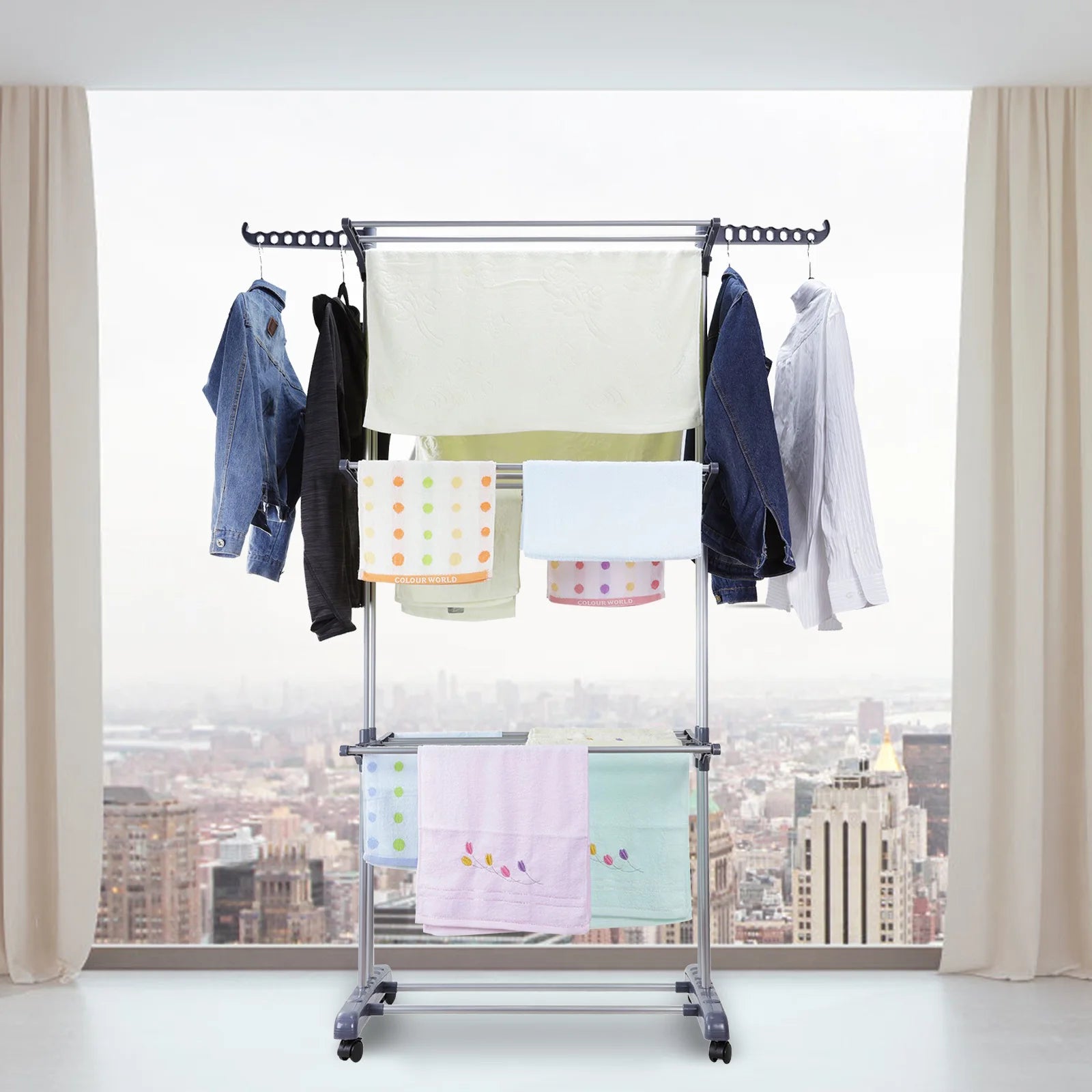 Clothes Drying Rack Stand 4-Tier Foldable Stainless Steel