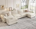 U-Shaped Modular Sectional Sofa, Cloud Couch with Ottoman,