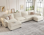 U-Shaped Modular Sectional Sofa, Cloud Couch with Ottoman,