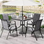 All Weather Outdoor Furniture W/ 30"x30" Table and 4 Stackable Chairs