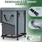 Gal190L High Grade Large Laundry Basket with Wheels, Laundry Cart with Metal Frame and Removable Bag Des