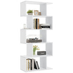 62IN Geometric Bookcase 5 Tier S-Shaped Wooden Display Bookshelf