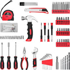 Tool Set with 8V Red Cordless Drill, Home Tool Kit with 126 Piece
