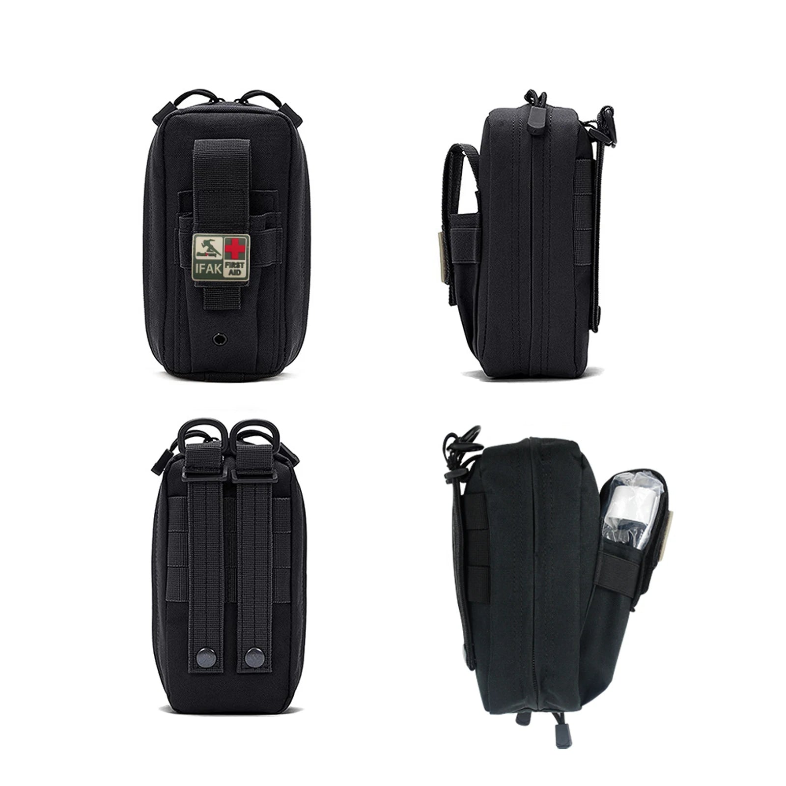 Compact Emergency First Aid Essentials for Military, Camping, Hiking, and Everyday Survival (Black)