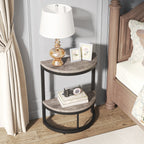 Small Half Round Side Table with Storage Shelf, Accent Table Slim
