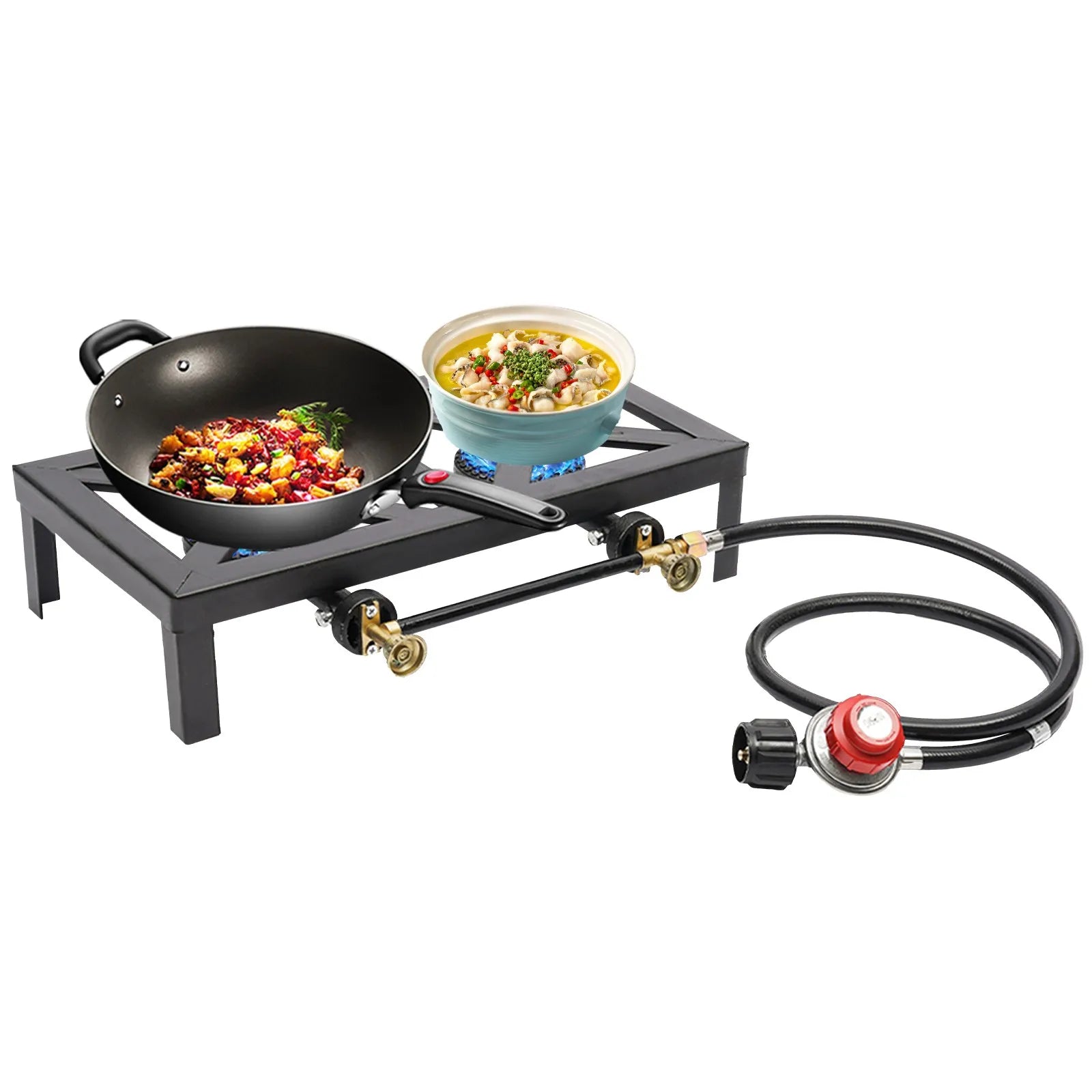 8000W Dual Burner Cast Iron Gas Camping Stove Portable for Outdoor Camping