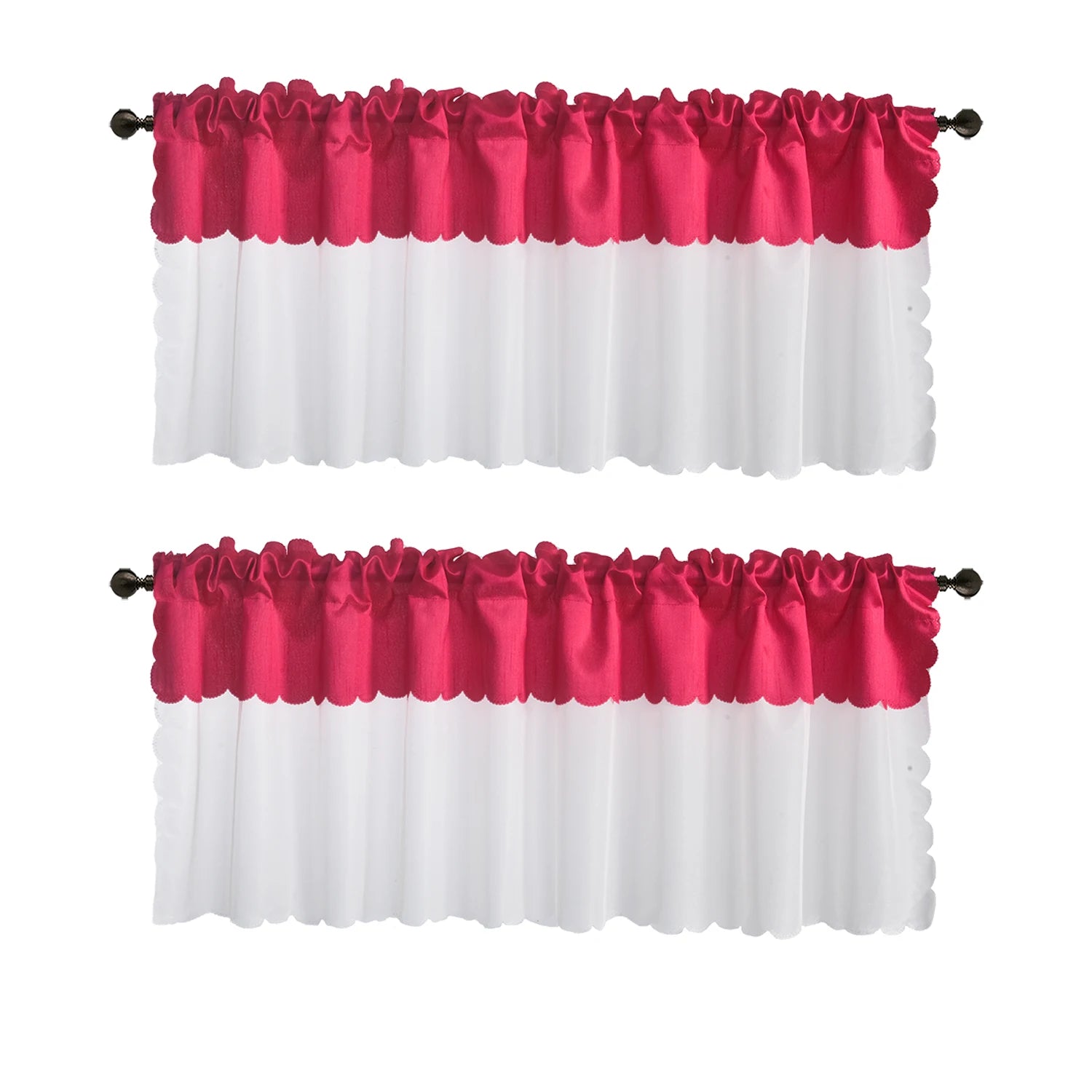 2PCS  rod pocket type Tulle Sheer joint with Blackout curtains