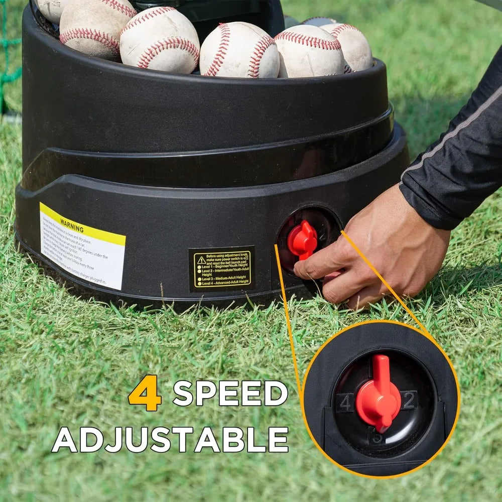 Rechargeable Baseball/Softball Toss Machine with Extendable Ball Stacker, Height Adjustable, Use Regulation Baseballs