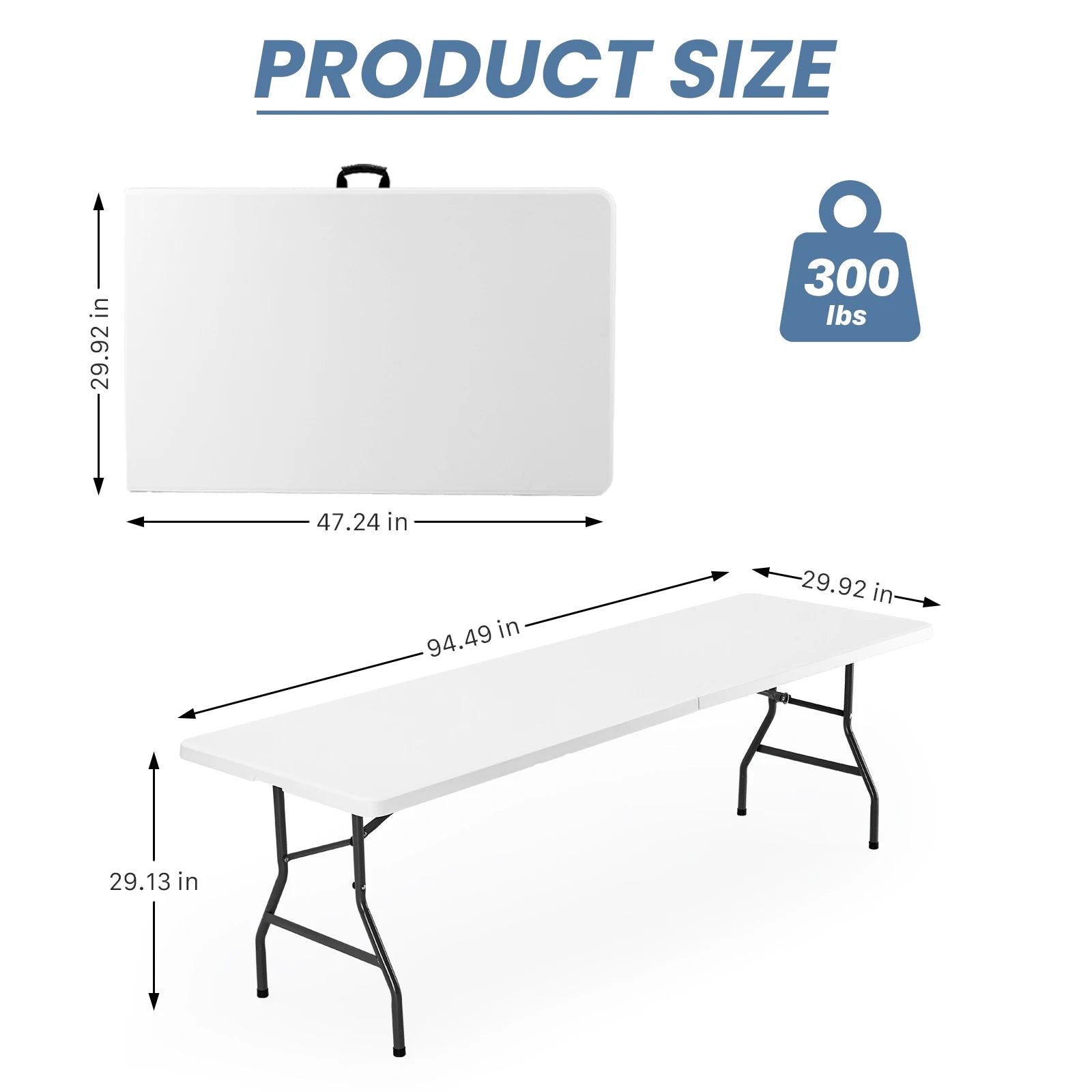 4/6/8 FT Portable Folding Outdoor Indoor Heavy Duty Table with Carrying Handle Safety Lock For Camping Picnic Dining