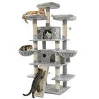 68in Large Multi Level Cat Tree Tower Indoor Activity Center 2 Condos 3 Plush Perches Scratching Post