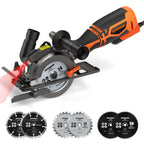 4-1/2" Circular Saw, Laser Guide, Metal Handle, 6 Blades, 1-11/16"(90°) Cut Depth, for Wood, Metal & Tile