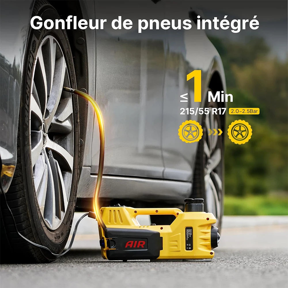 Electric Car Jack 5T Electric Hydraulic Jack with Built-In Inflator 12V Tire Changer with LED Light for Sedan SUV Truck