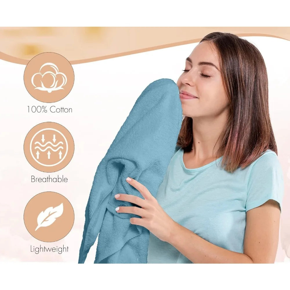 6-Pack Cotton Bath Towels, 27x54 Inches, Lightweight & Quick-Dry, Multi-Color Set