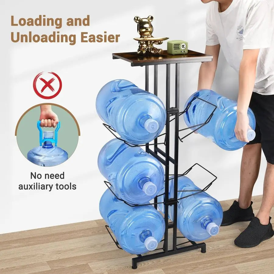 Heavy Duty Water Jug Stand with Storage Shelves