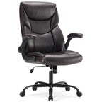 Ergonomic Heavy Duty Desk Chair with Flip-up Arms PU Leather Adjustable Swivel Rolling