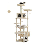 Large Cat Tree and Tower for Indoor Cats With Sisal-Covered Scratching Posts Spacious Hammock Padded Perches