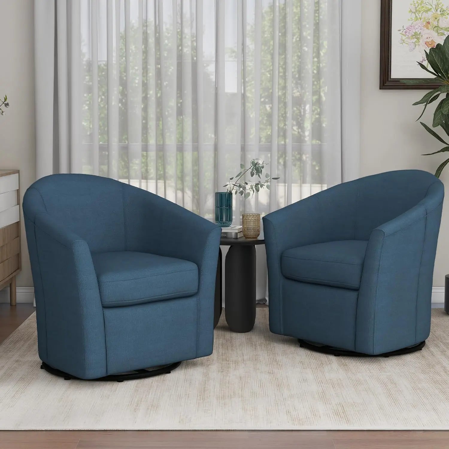 360° Swivel Barrel Accent Chairs Set of 2