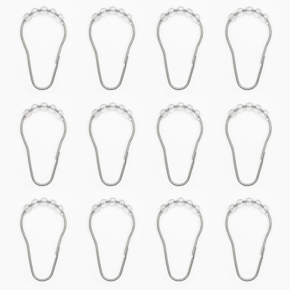 Eco-friendly Shower Curtain Set with 12 Roller Hooks