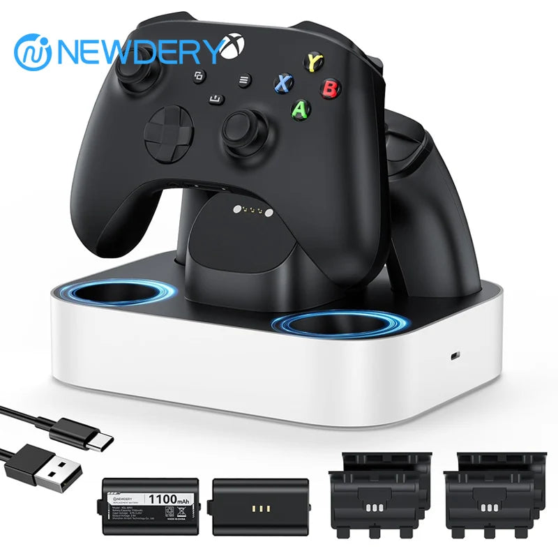 Xbox One/Series X|S Controller Fast Charging Dock with 1100mAh Rechargeable Battery Packs