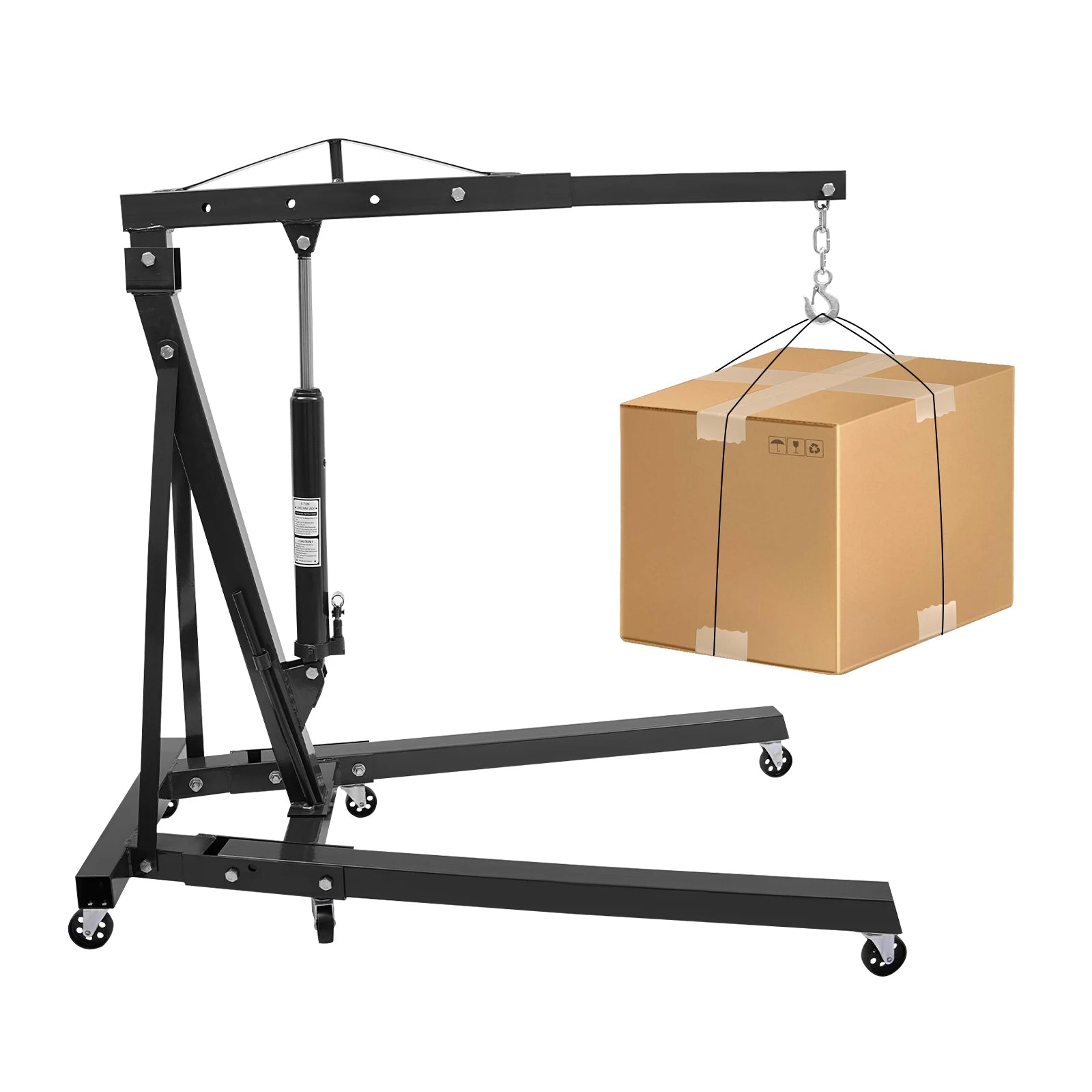 Engine Hoist 2T Folding Hydraulic Engine Motor Hoist Cherry Picker Shop Cranes Lift Black Shop Crane 4000 lb Heavy-Duty