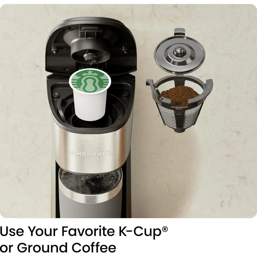 Single Serve Coffee Maker, Compatible with K-Cup Pods and Ground Coffee, Brew 6 to 12oz Cup